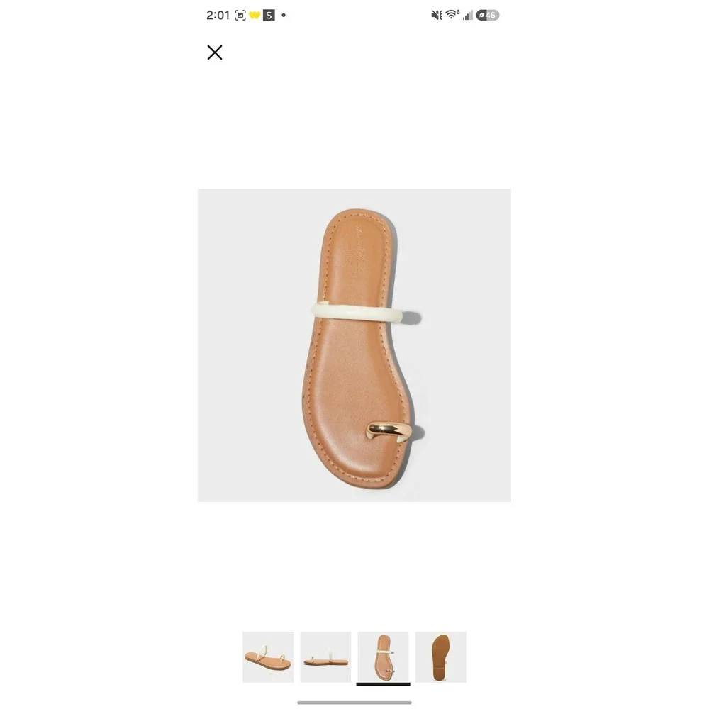 Universal Thread Clara Toe Ring Sandals Cream Square Open Toe Slip On Womens 8 - Picture 3 of 6